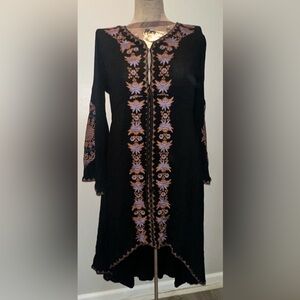 R.Vioimos® Black Embroidered Boho Dress – Size M (US 8/10) ✨